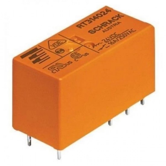 Schrack RT314024 24VDC 1C/O 16A Pcb Röle 8 Pin